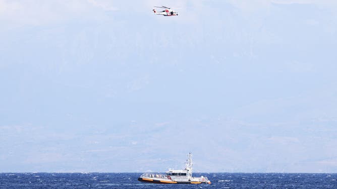 Italian Coast Guard Command teams and firefighters are carrying out search and rescue operations with helicopters and ships to find missing people after after a yacht sank on Monday due to a storm 20 kilometers east of Palermo in southern Italy on August 19, 2024.