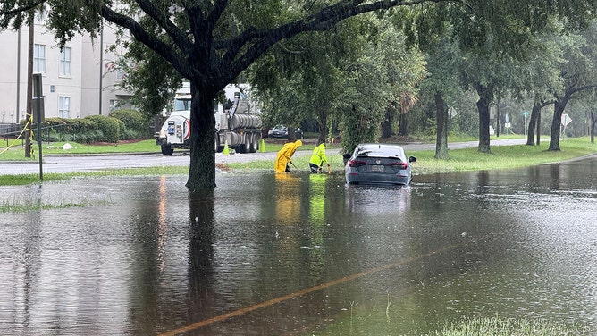 Roads were flooded in Savannah, Georgia on Tuesday afternnon.