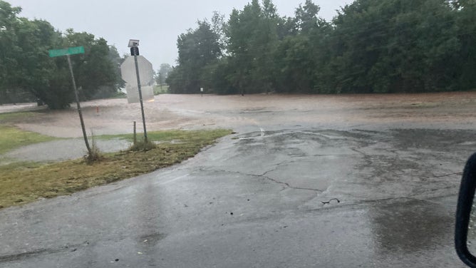 Flooding in Noble, Oklahoma on Sunday, Aug. 11, 2024.