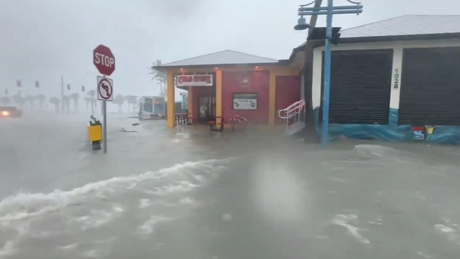 Flooded businesses.