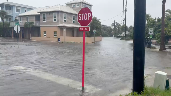 Flooding in the Sunset Beach neighborhood of Treasure Island, Florida. Aug. 4, 2024.