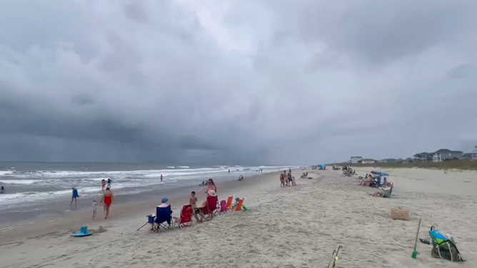 Storm clouds from Tropical Storm Debby seen from Ocean Isle, North Carolina on Aug. 5, 2024.