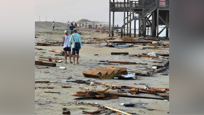 Debris around the Black Pearl in Rodanthe, NC. 