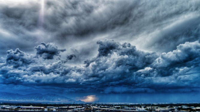 Storm clouds roll in near Magna, Utah on Aug. 13, 2024.