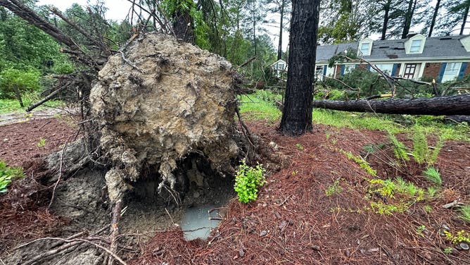 Wilson County, North Carolina first responders check on a home in Lucama after an apparent tornado hit on Aug. 8, 2024 after Tropical Storm Debby's landfall.