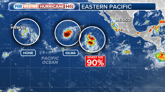 Active storms in the Pacific.