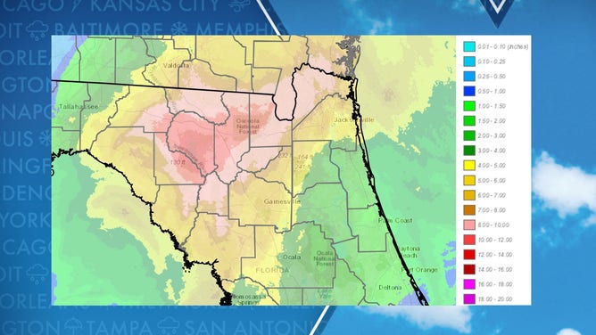 Florida rainfall accumulations from Debby