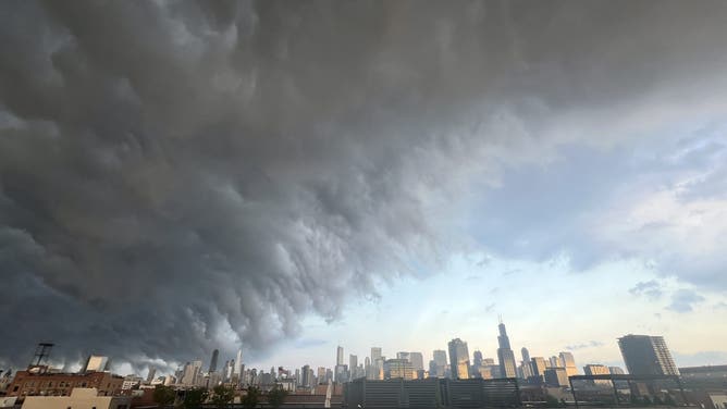 Storm clouds approach Chicago