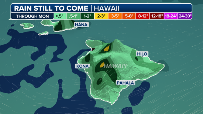 The forecast rain totals through Monday, Sept. 2, 2024.