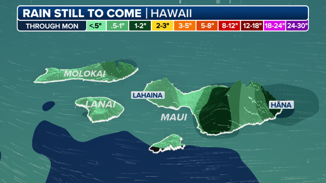 The forecast rain totals through Monday, Sept. 2, 2024.
