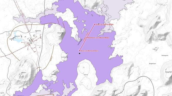 Map showing the latest eruption