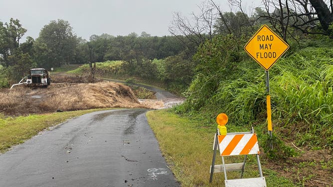 Flooding in Pahala, Hawaii from Hurricane Hone on Aug. 25, 2024.