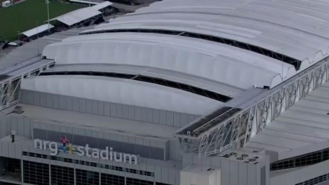 Several large sections of the roof of NRG Stadium were damaged during Hurricane Beryl in July.