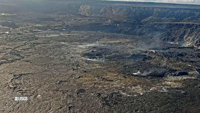 Smoke rises from the Halemaʻumaʻu crater of the Hawaiian volcano Kilauea on August 21, 2024.