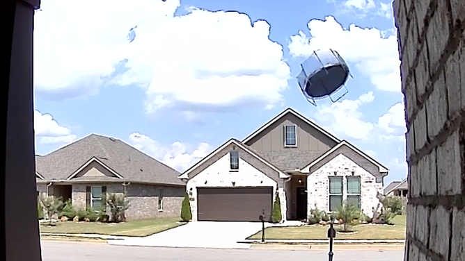 Trampoline flying in the air.