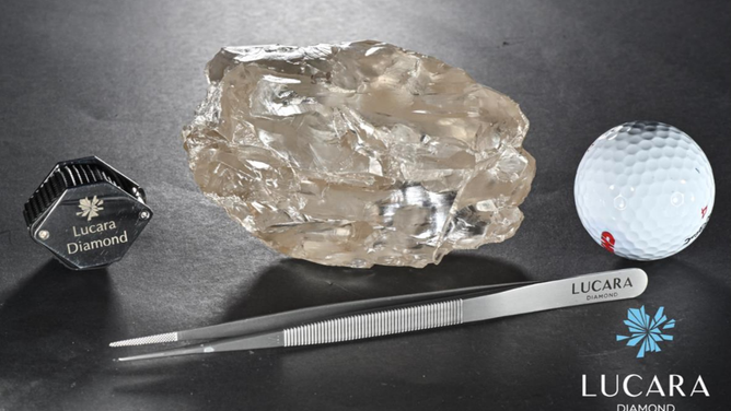 The diamond, with other items for scale.