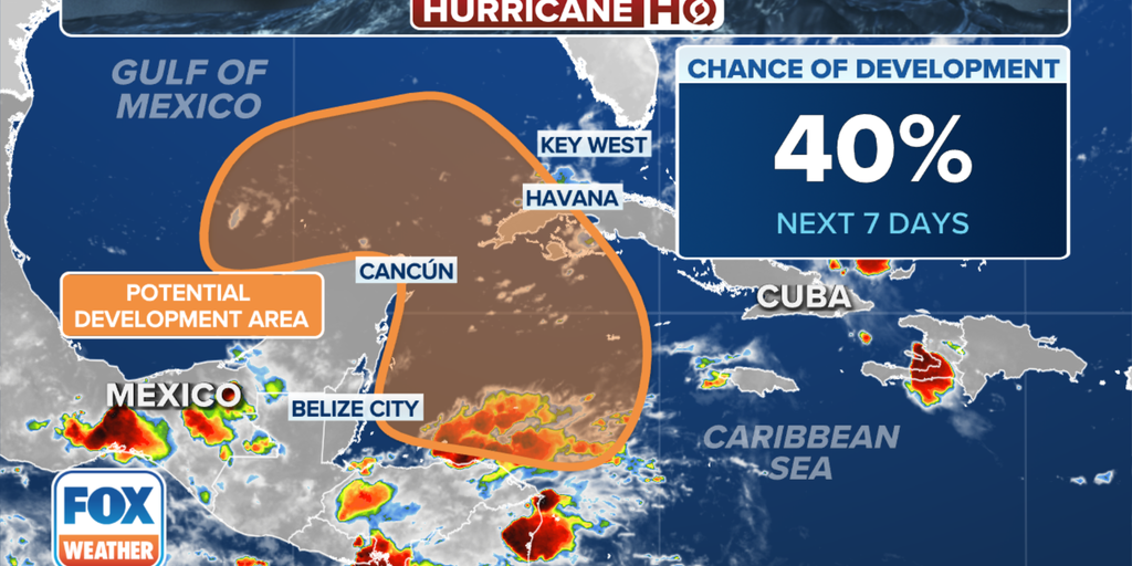 The probability of tropical development of the Caribbean system is increasing and is expected to move into the Gulf