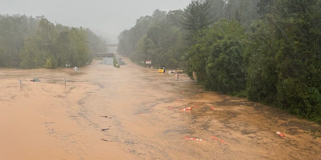 Interstate 40 partially collapses after catastrophic rainfall in North Carolina