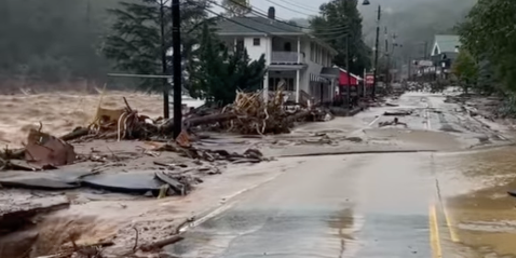 VIDEO: Roads and bridges washed away in Chimney Rock, North Carolina