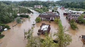 Drone video shows historic Biltmore Village under water after flooding in North Carolina