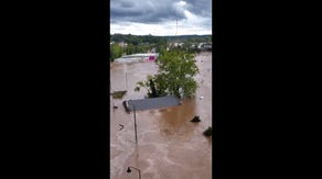 Drone video shows Asheville's River Arts District underwater during record-breaking flooding