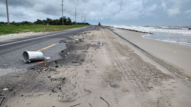 Hurricane Francine debris in Cameron Parish, Louisiana on Sept. 11, 2024.