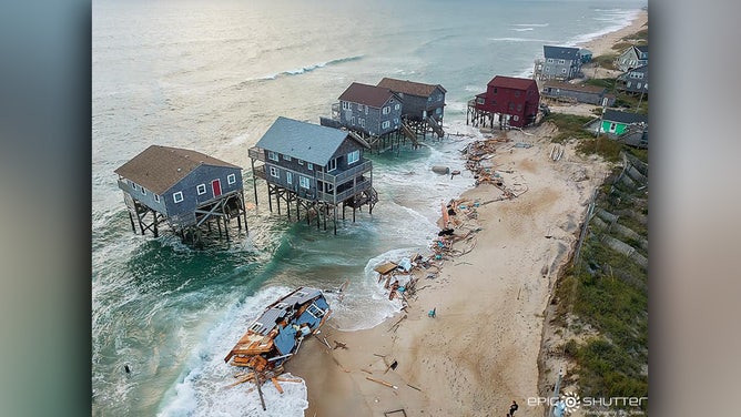 Visitors are urged to stay away from the beach near Rodanthe, North Carolina, following another home collapse due to erosion.