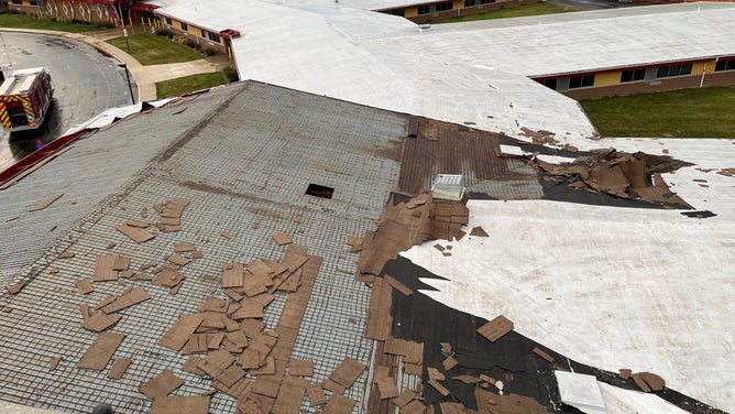 Indiana Elementary School Damaged by Winds