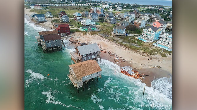 Visitors are urged to stay away from the beach near Rodanthe, North Carolina, following another home collapse due to erosion.