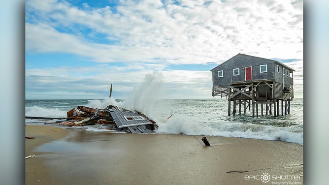 Visitors are urged to stay away from the beach near Rodanthe, North Carolina, following another home collapse due to erosion.