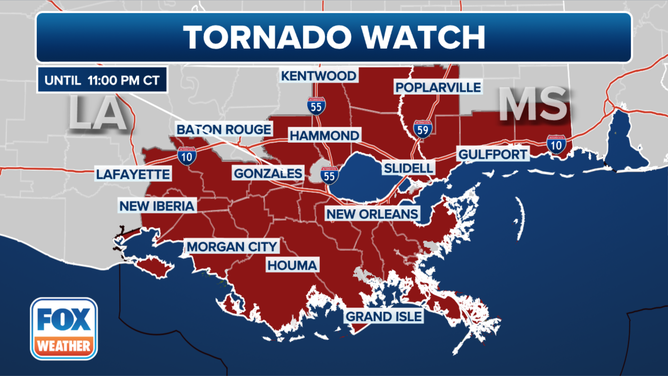 Tornado Watch along Gulf Coast