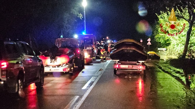 According to Italian fire brigade's news release, searches have been underway since Monday night for a 5-month-old and his grandmother, missing after the ''Sterza'' torrent flooded in Montecatini Val di Cecina.�