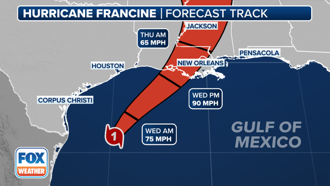 Francine's latest forecast cone.