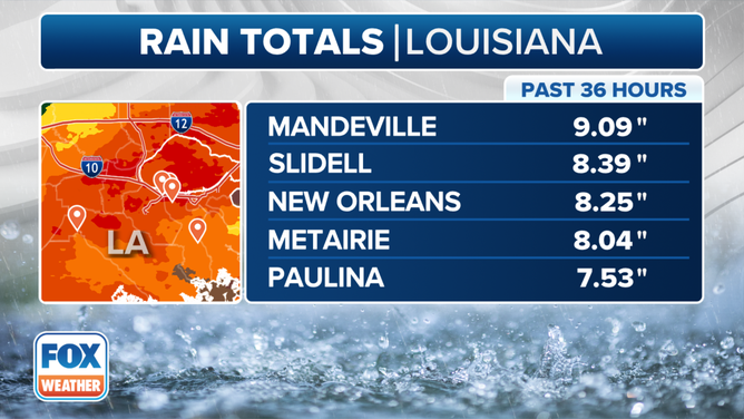 The top rain reports from Hurricane Francine.