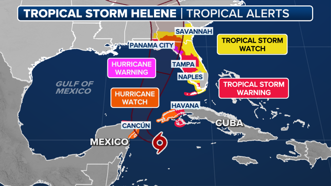 Warnings for tropical storms, storm surges and hurricanes.