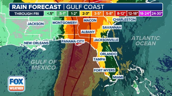 The rain forecast for Hurricane Helene.