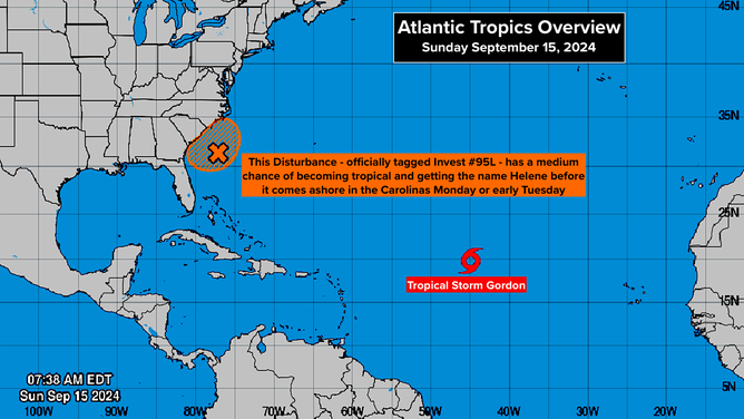 Invest 95L and Tropical Storm Gordon are the only two systems being tracked in the Atlantic Basin.