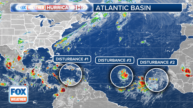 The tropical weather outlook for the Atlantic Ocean.