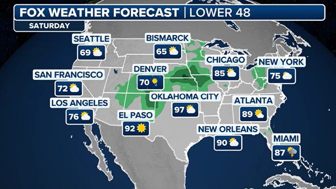 Weather forecast for Saturday