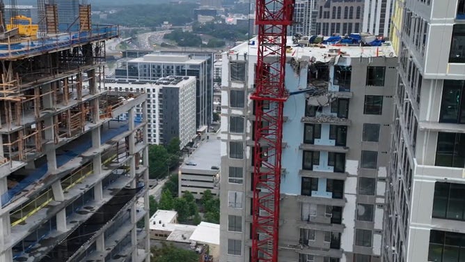 A crane partially collapsed in Midtown Atlanta in May 2023. More than 1,000 people were temporarily displaced.