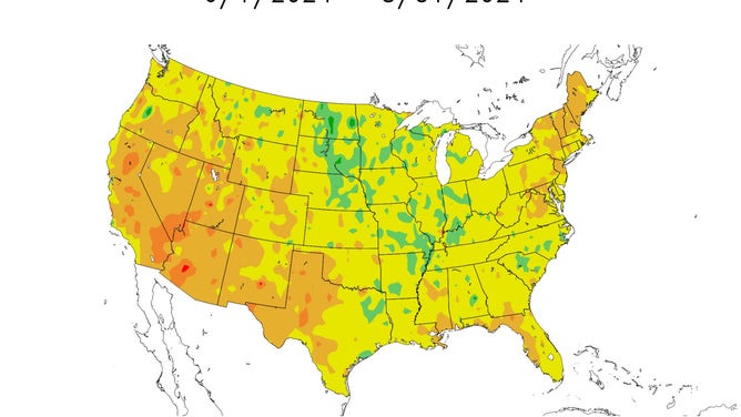 Temperature departure from normal for summer months