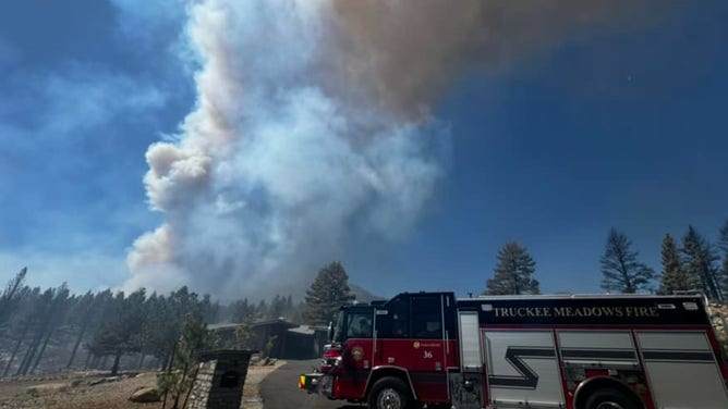 A massive fire that burned nearly 6,000 acres in western Nevada forced a herd of horses to safer ground, and their excursion was captured on video.