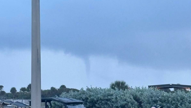 A waterspout seen off the coast of Cape Canaveral, Florida on the morning of Sept. 5, 2024 around the same time SpaceX was attempting to launch a Falcon 9 rocket.