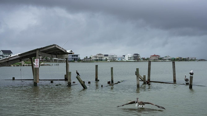 Storm rolls through the coast ahead of Hurricane Francine on Tuesday, Sept. 10, 2024 in Galveston.