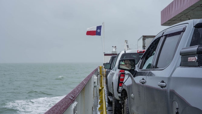 A storm rolling in ahead of Hurricane Francine is photographed from the Galveston ferry headed to Bolivar on Tuesday, Sept. 10, 2024 in Galveston.