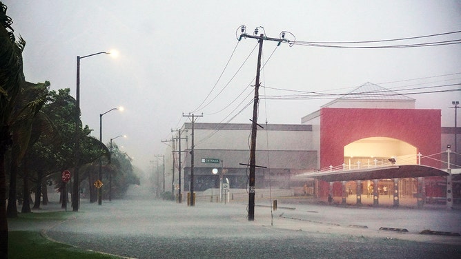 Heavy rains from Hurricane Helene fall over Cancun, Quintana Roo State, Mexico, on September 24, 2024.