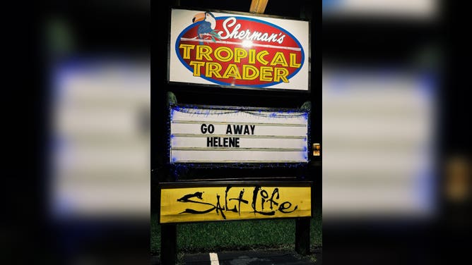 A sign saying, "GO AWAY HELENE" was spotted in Hernando Beach, Florida, on Wednesday.