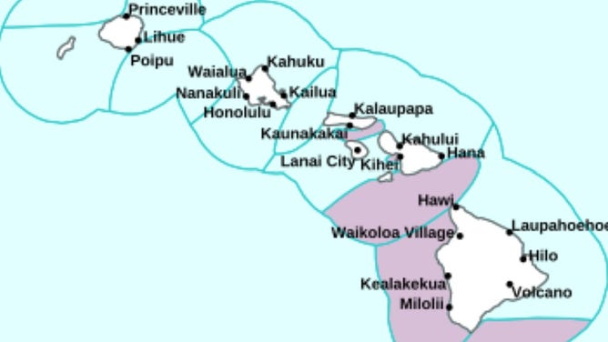 Hawaii map for Small Craft Advisories