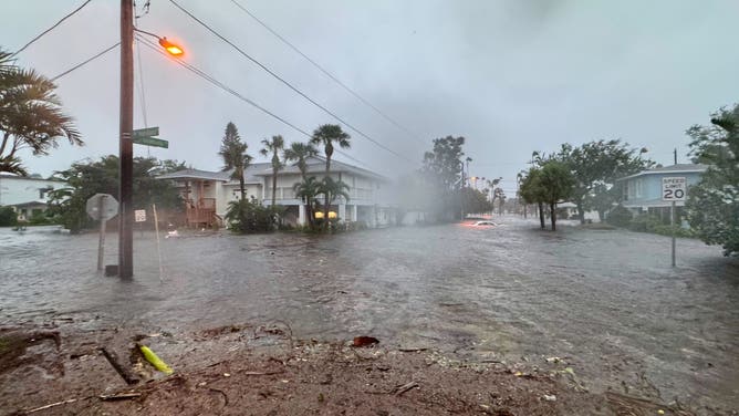 Coastal flooding in St. Petersburg, Florida from Hurricane Helene.