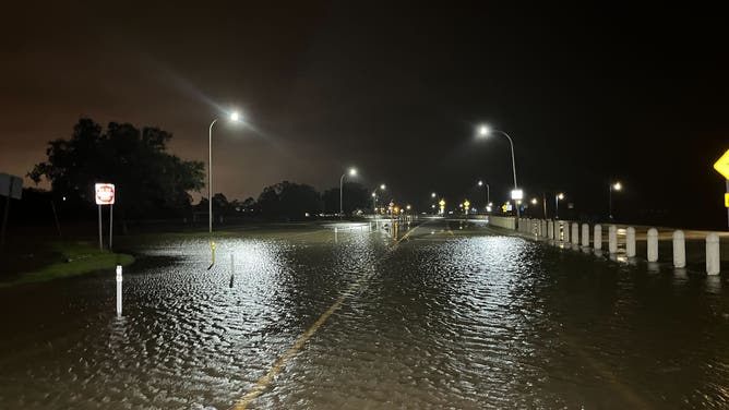 Flooding in the Lakeshore neighborhood next to Lake Pontchartrain in Louisiana.